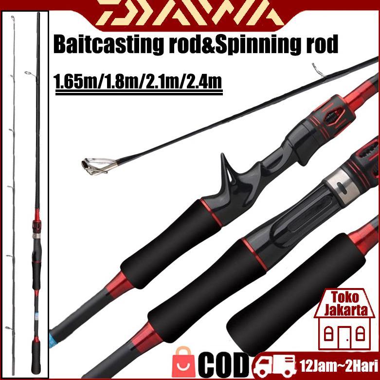 READYGan- Indonesia Spotdaiwa rod Joran Pancing Carbon Sutet 2 Bagian Tongkat Pancing Putar/Casting 
