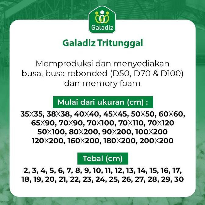 Terpopuler- Busa Rebonded / Rebonded Foam / Matras Density 100 Uk 120 X 200