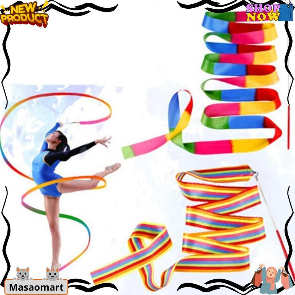 2 M Pita Twirling Satin dan Tongkat Twirl Aksesoris Tari Nari Penari Tarian Tamborin Tamborine Gerej