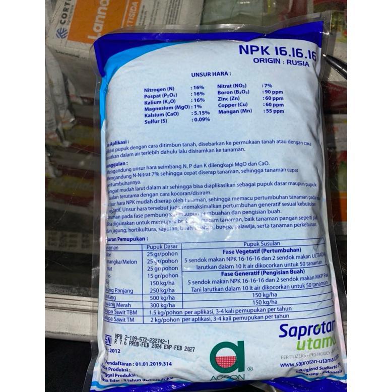 Bisa Cod Pupuk Npk 16.16.16 Pak Tani Biru 1Kg Granular ||