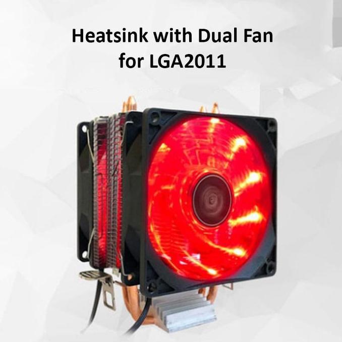 promo Heatsink with Dual Fan CPU Processor LGA2011 HSF X79 X99 Cooler terlaris