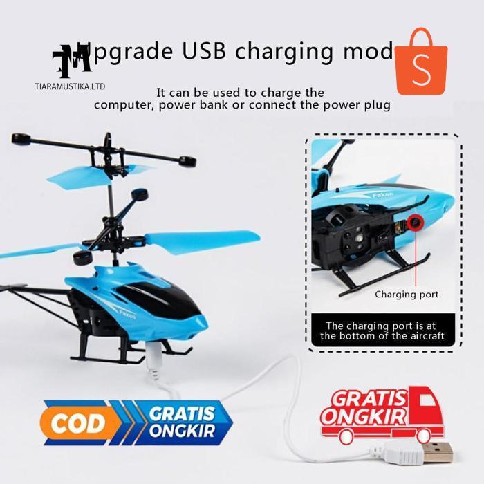 SUKMADHANI.ID MAINAN HELIKOPTER REMOTE CONTROL DAN SENSOR TANGAN USB CAS / MAINAN ANAK PESAWAT TERBA