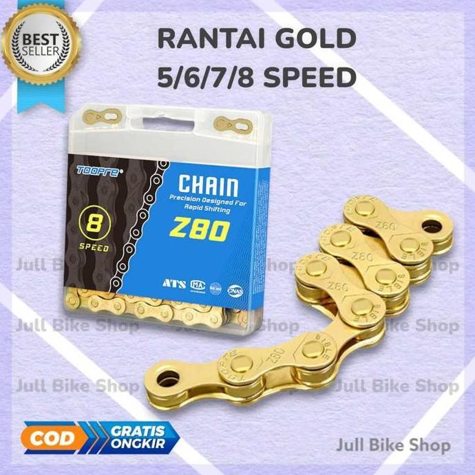 Promo Rantai TOOPRE 5 6 7 8 speed EMAS gold sepeda lipat mtb dll 116 link altus universal BEST QUALI