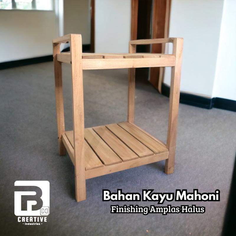 Ks Rak Kayu Susun 2 Tingkat Rak Galon Rak Dispenser