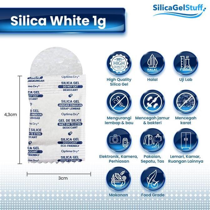 SILICA GEL WHITE 1 KG TERSERTIFIKASI UNTUK BARANG DAN MAKANAN