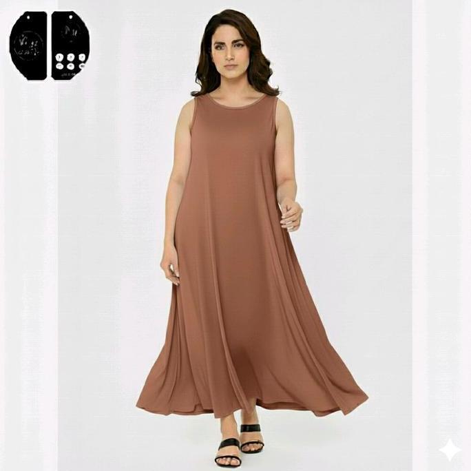 Inner Dress Tanpa Lengan Polos Catton Cringkle Inner Atasan Abu Biru Coklat Hitam Merah Muslim Navy 