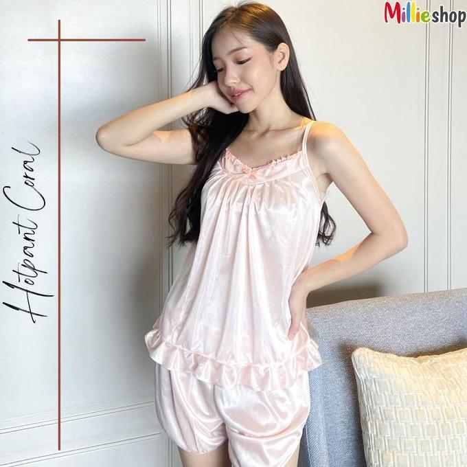 Baju Tidur Wanita Sexy / Hotpant Wanita / Setelan Singlet Wanita Simple / Hotpant Coral Atasan Celan