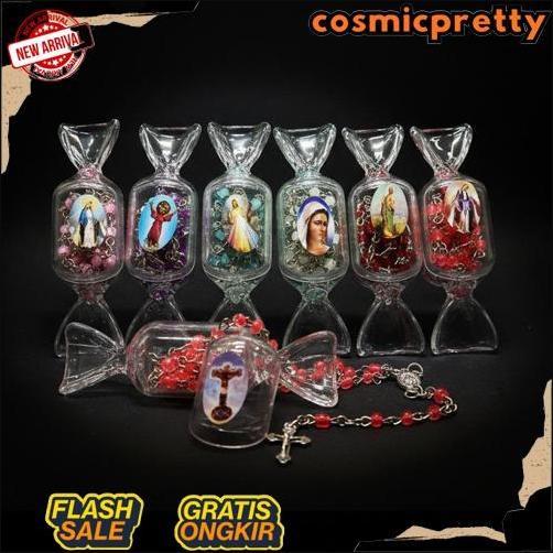 Kalung Rosario Anak Permen Mungil Kecil Mini Katolik Doa Aesthetic Kekinian Viral Bebas ongkir