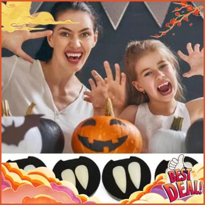 New Stock Gigi Taring Palsu Sepasang Gigi Taring Cosplay Halloween Gigi Taring Drakula Vampire