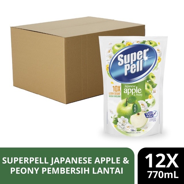 SuperPell Japanese Apple & Peony Pembersih Lantai Wangi 10X Lebih Segar Lantai Bersih Kinclong Cepat