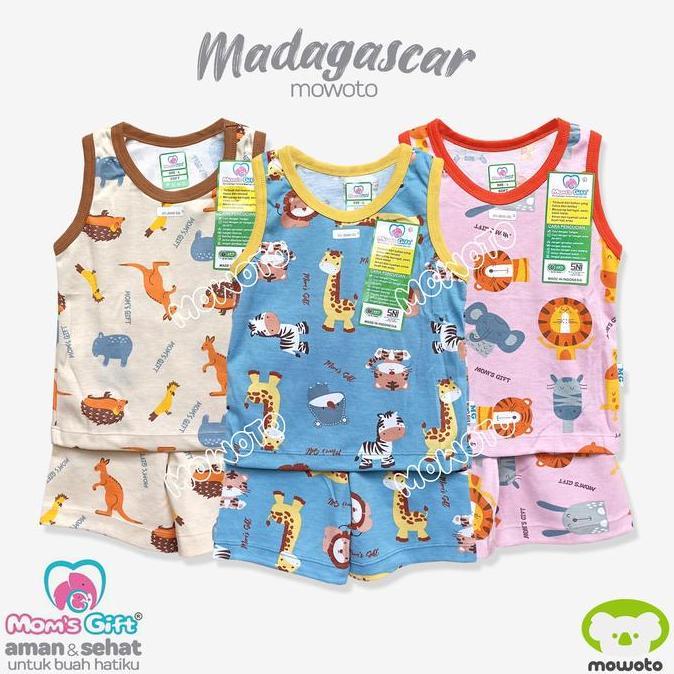[ 2 Setel ] Moms Gift Setelan KUTUNG / Setelan Lengan Buntung Singlet Anak Unisex Piyama - Mowoto