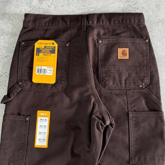Carhartt Workwear B136 Loose Fit Washed Duck Double-Front Utility Work Pant Dark Brown