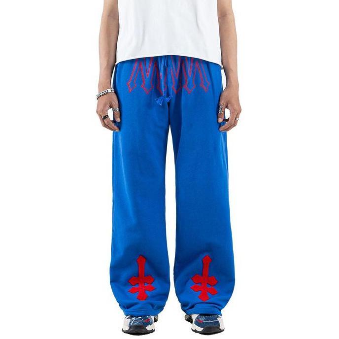 DENIMITUP H zigzag sweat pants - Sonic Blue - Celana panjang pria