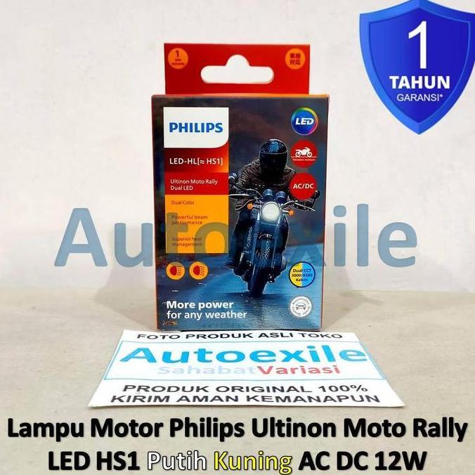 promo Philips Ultinon Moto Rally LED HL HS1 Dual CCT 2 Warna 6500K Putih 3000K Kuning AC DC Watt Tin
