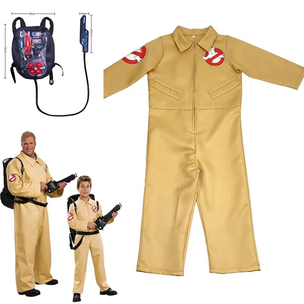 Ghostbusters Movie Kids Adults Cosplay Costume with Proton Pack Halloween Christmas Carnival Theme P