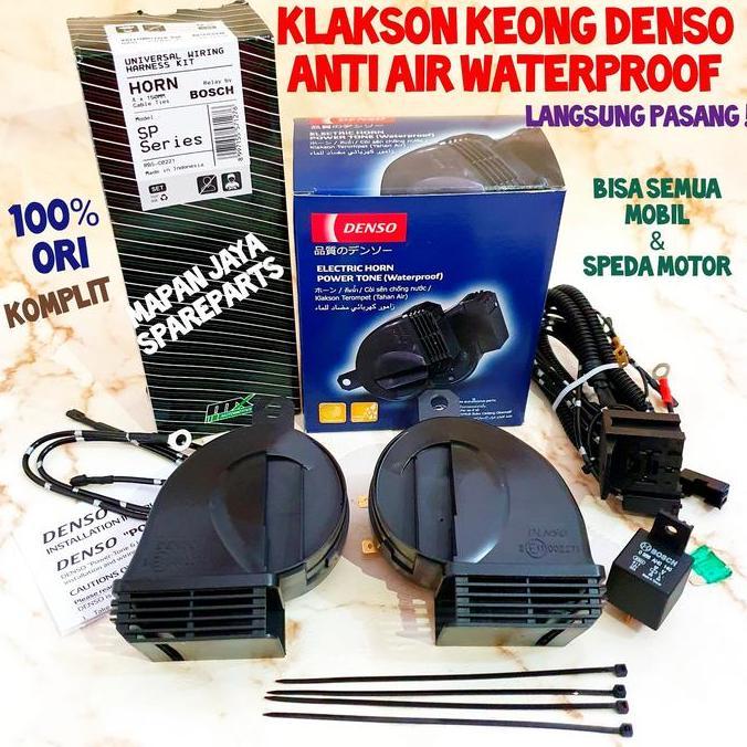 BEL KLAKSON KEONG DENSO ANTI AIR WATERPROOF MOTOR MOBIL PLUS KABEL SET