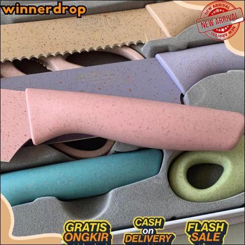 6in1 Pisau Dapur Set Korean Style Kitchen Knife Stainless Steel Anti lengket High Quality GradeOri