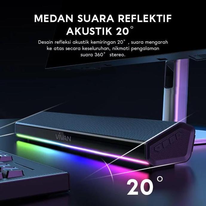 Vivan Soundbar Speaker Tv Wireless Super Bass Rgb Led Lampu Bluetooth 5.4 Tws Interkoneksi S2 Garans