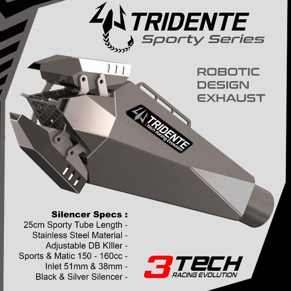 250cc 1 silinder Fullsystem Knalpot Tridente Scorpion Robotic Design Ninja Mono Xmax Forza Scorpio T