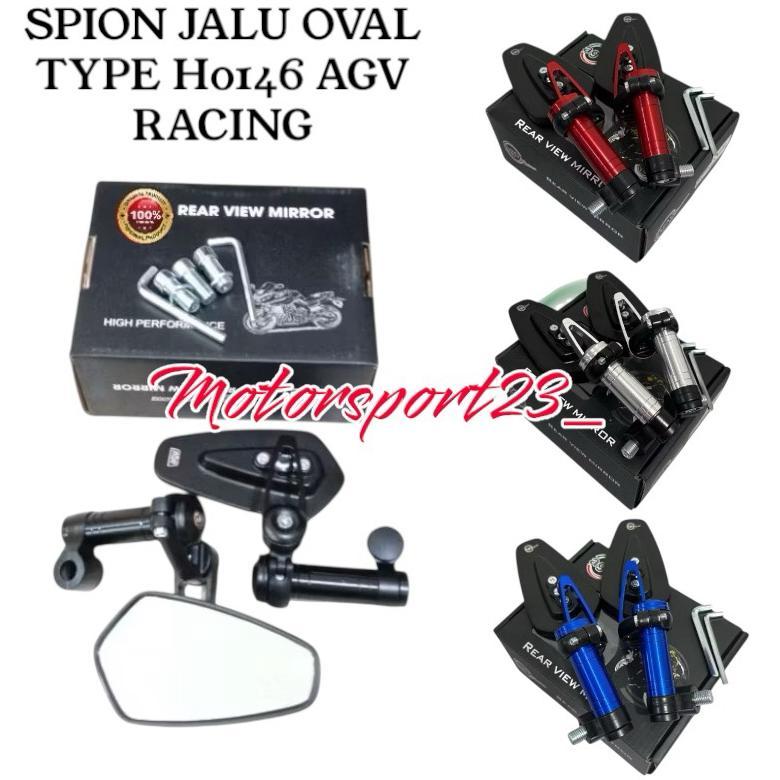 Spion Jalu Trioval plus Breket Agv racing Kaca Spion Jalu Oval Spion Motor Terbaru Jalu Oval Type H0