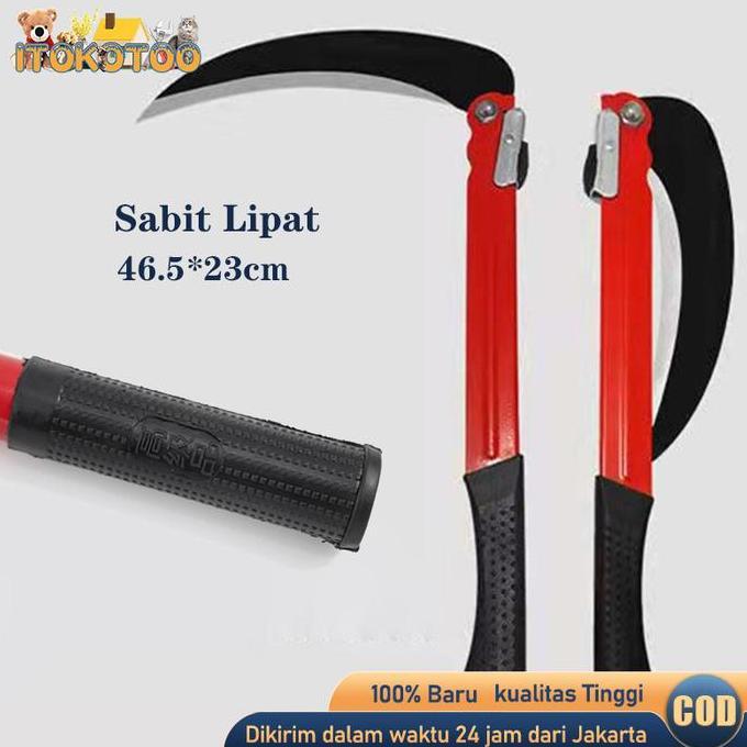 Ytta- Lipat Rumput Berkebun Pisau Sabit Lipat Baja Mangan 46.5Cm Arit Rumput