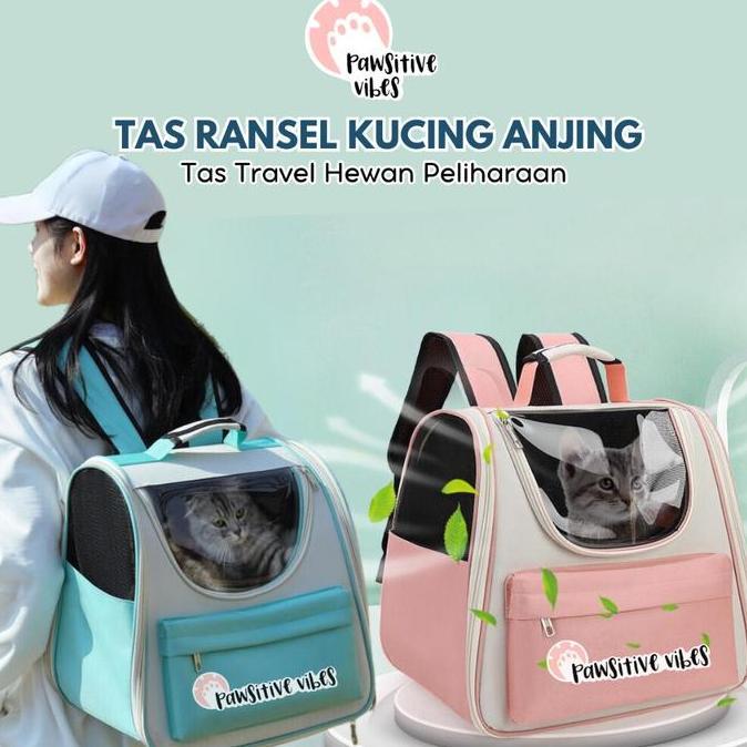 Enimx- Pawsitive Vibes Tas Ransel Kucing Anjing Tas Travel Hewan Peliharaan Anti Air & Mudah Dibersi