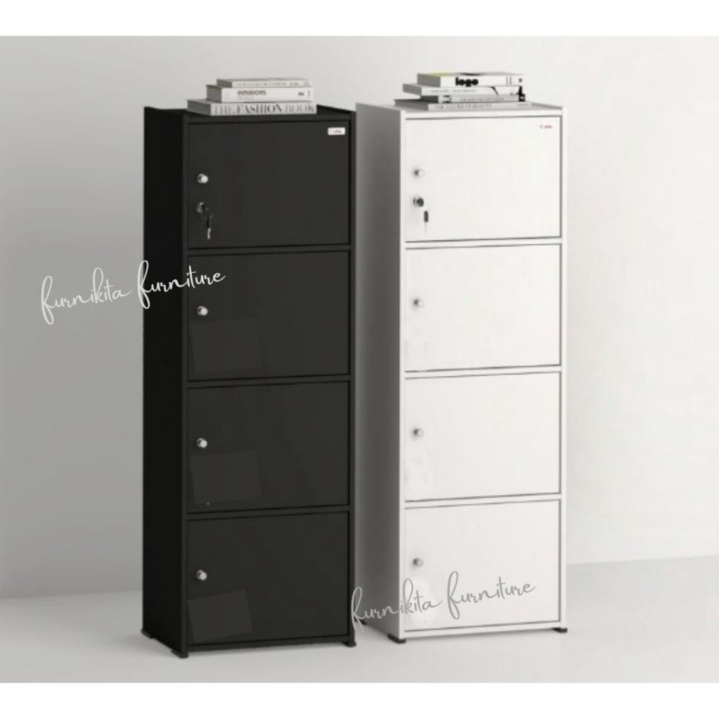 RAK BUKU KAYU SERBAGUNA KUNCI / LEMARI HELM / LEMARI BAJU