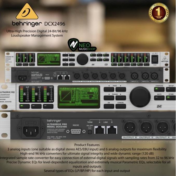 Behringer DCX2496 Loudspeaker Management System - DLMS - 3 Inputs