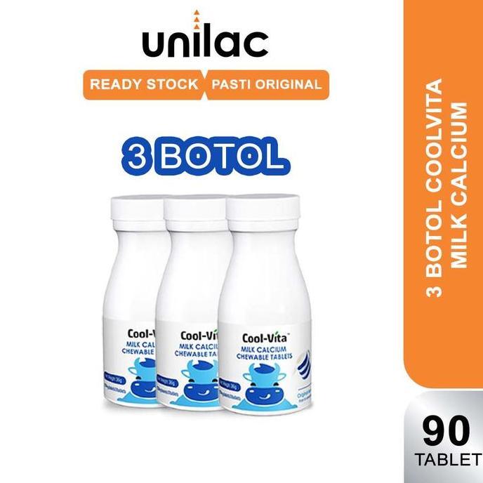 Vitmax- Coolvita Calcium Chewable Isi 3 Botol - Coolvita Peninggi Badan Tablet Kunyah Rasa Susu
