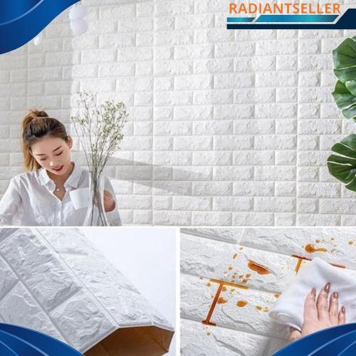 Walpaper dinding 3d foam motif batu bata 70x77cm COD