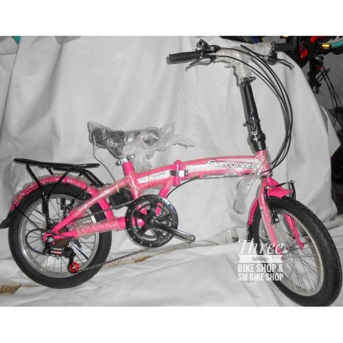 Terlaris Sepeda Lipat Evergreen 16 Inch Warna Pink
