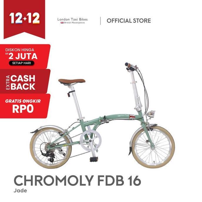 Terlaris London Taxi Chromoly Folding Bike 16 - Jade / Sepeda Lipat 16 Inch