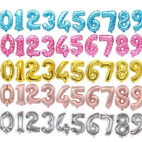 Expert- (ECERAN) BALON HURUF ANGKA Foil 40cm Emas Silver Pink Biru Dekorasi