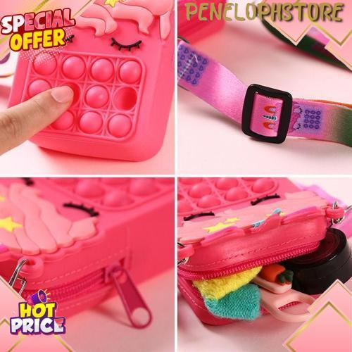 Tas pop it unicorn poni mahkota rubber jelly mainan anak Teratas