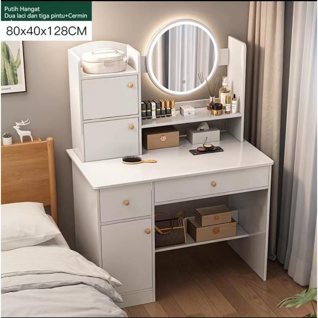 Meja Rias Meja Rias Lampu Led Rak Kosmetik Meja Rias Aesthetic Minimalis Mini Modern Meja Kosmetik