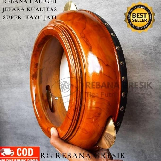 Rebana Hadroh Istimewa Bahan Kayu Jati Ukuran 31 cm Model Jepara Kualitas Super Asli