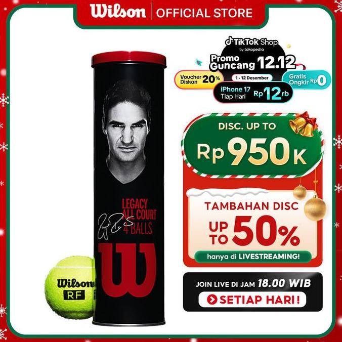 [BUY 1 GET 3 CANS] Wilson RF Roger Federer Legacy Tennis Ball Bola Tenis 4-Ball Metal Can Tennis Bal
