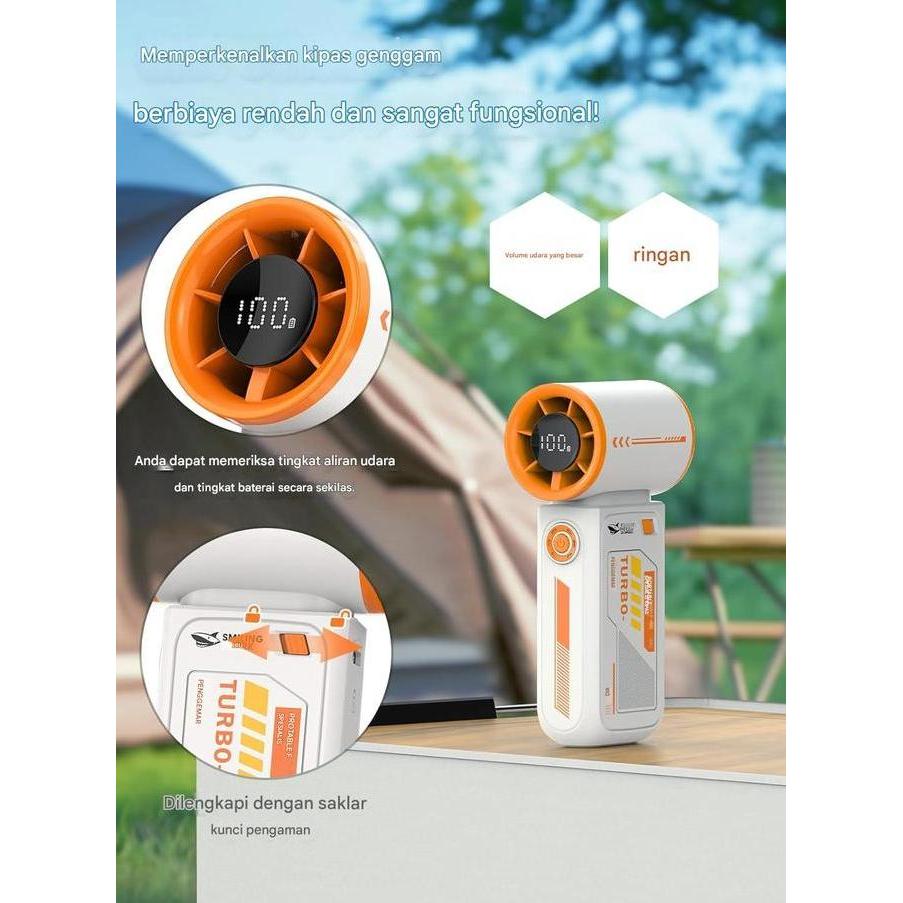Bindesa_ - Mini Turbo Fan 19Rpm | Portable Handheld Led Display 36 Mah Usb Fan