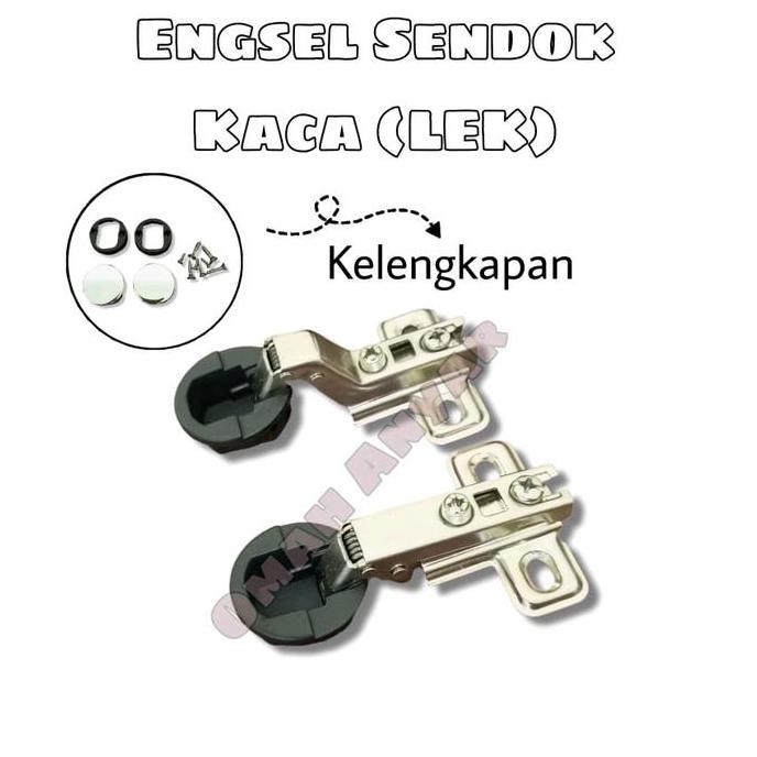 1 PASANG Engsel Sendok Lemari Etalase Bulat Kaca Key Hole Lenaga LEK Elco 26mm