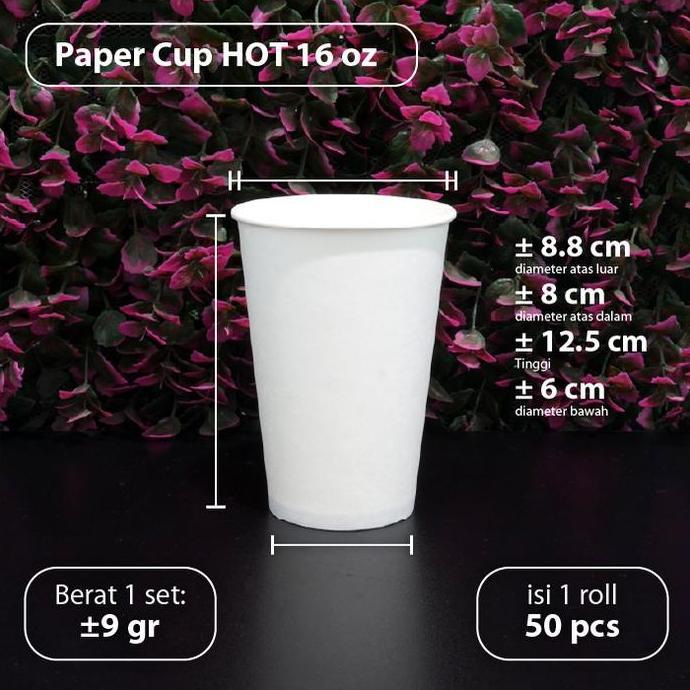 Ptyt- Pak Isi 50 Pcs - Paper Cup 16 Oz Hot - Paper Cup 16Oz - Gelas Kertas