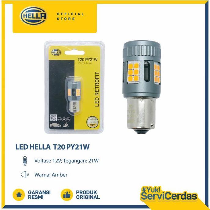 sabarshopss - lampu mobil hella led t2 py21w bohlam mobil