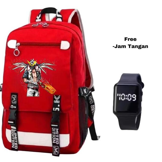 Kyut- Tas Free Fire Hitam Keren Pilihan Warna Tas Free Fire: Hitam, Merah, Biru Backpack Anak Ff Mod