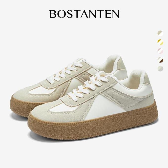 BOSTANTEN X Popsea+[Wenny shoes] BOSTANTEN Nami Sepatu Sneakers Wanita Sport Shoes Cream Pink Nyaman