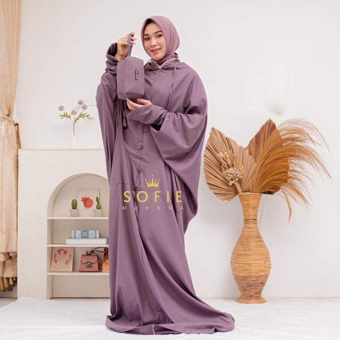 Syukron- Sofie Collection Mukena Terusan Dewasa Polos Dagu 2 In 1 Jumbo Katun Premium Mewah Cantik T
