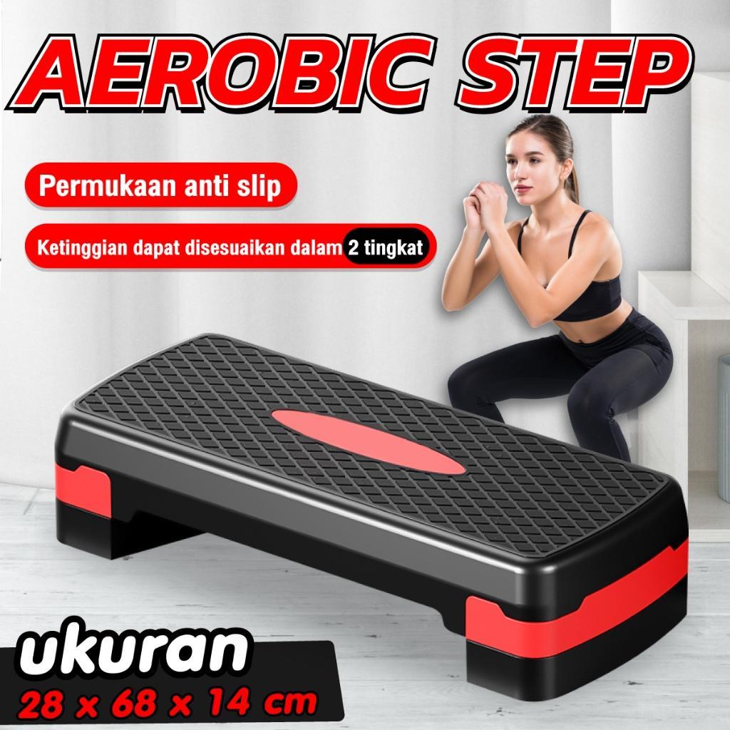 Papan Senam Aerobic Step Zumba 2 Tingkatan Adjustable Alat Olahraga 68Cm