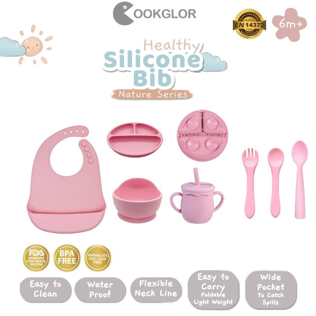 Promo Cookglory Set Piring Makan Bayi Silikon - Piring Silikon Bebas Bpa & Set Makan Penting