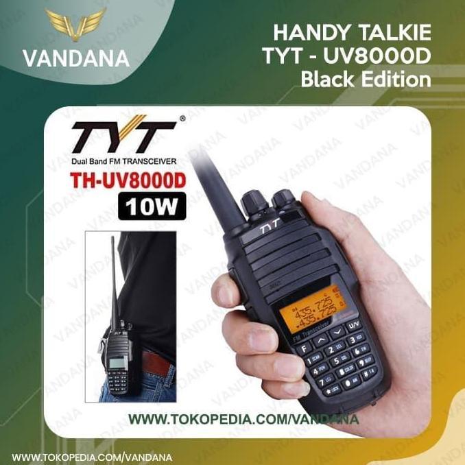 NEW - HT Handy Talkie Walkie Talkie TYT UV8000D Black Edition 10W, 1 Tahun Garansi, Dual Band FM Tra