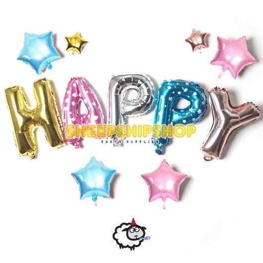 Expert- (ECERAN) BALON HURUF ANGKA Foil 40cm Emas Silver Pink Biru Dekorasi