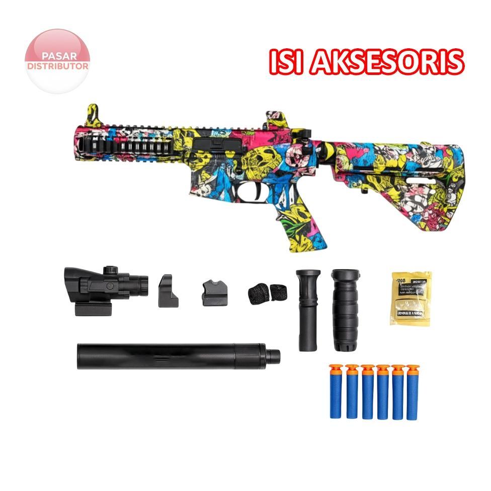 Mainan Tembakan Eva Soft Bullet Silencer M416 Anak Laki Outdoor Seru Usia 14 Tahun