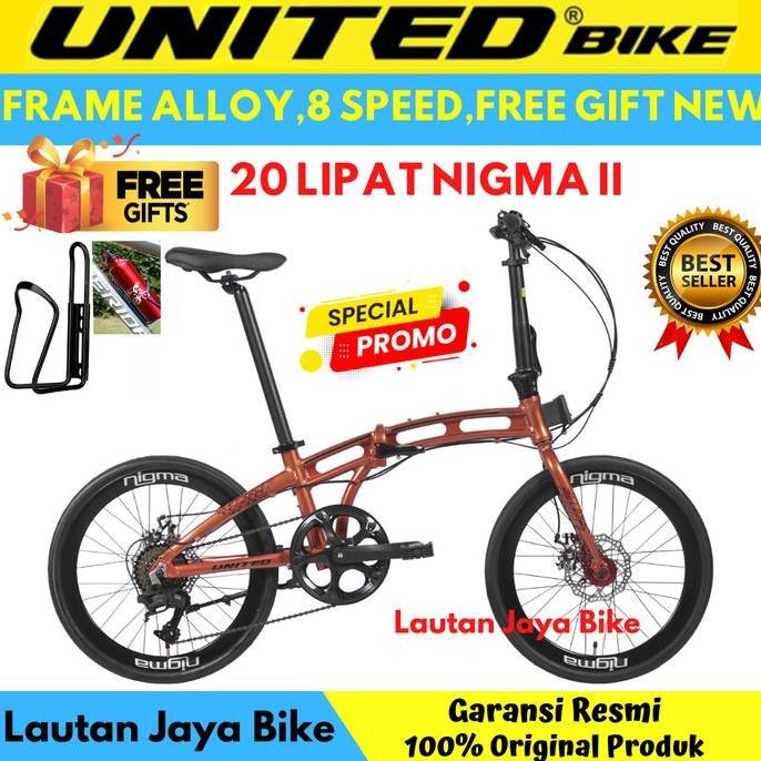 Terlaris Sepeda Lipat 20Inch 451 United Nigma Ii Alloy 8 Speed